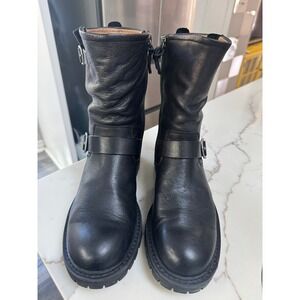 Sofft Amberlynn Leather Boots Black Waterproof Moto Women's Size 7